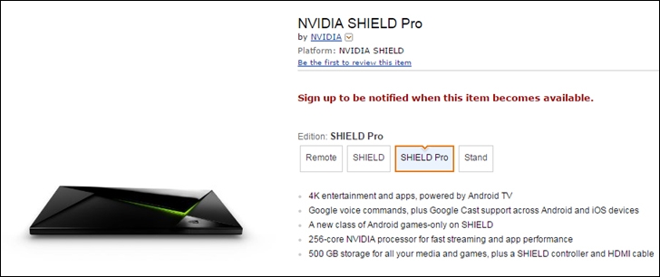 NVIDIA готовит игровую консоль Shield Pro с 500-Гбайт накопителем